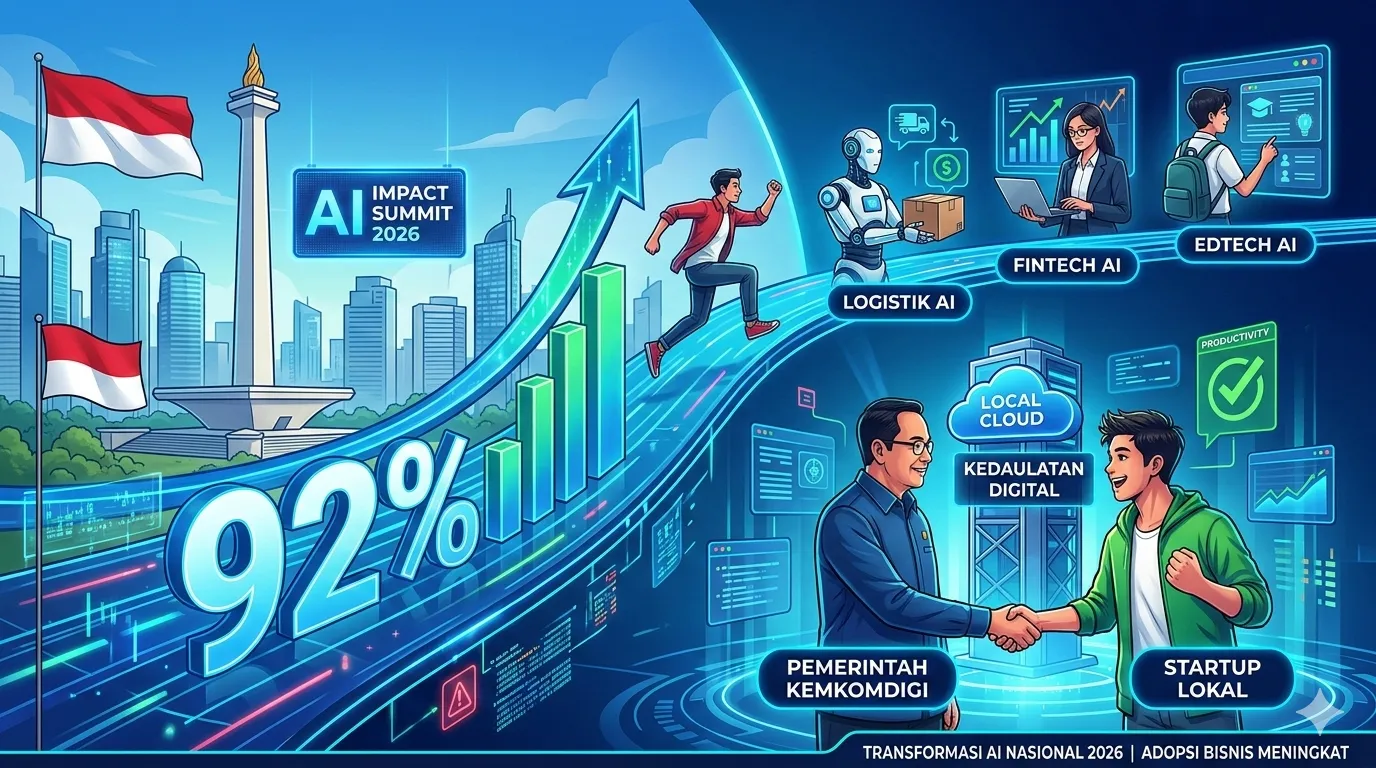 Loncatan AI Indonesia 2026: Adopsi Bisnis Tembus 92%, Pemerintah Targetkan Kedaulatan Digital