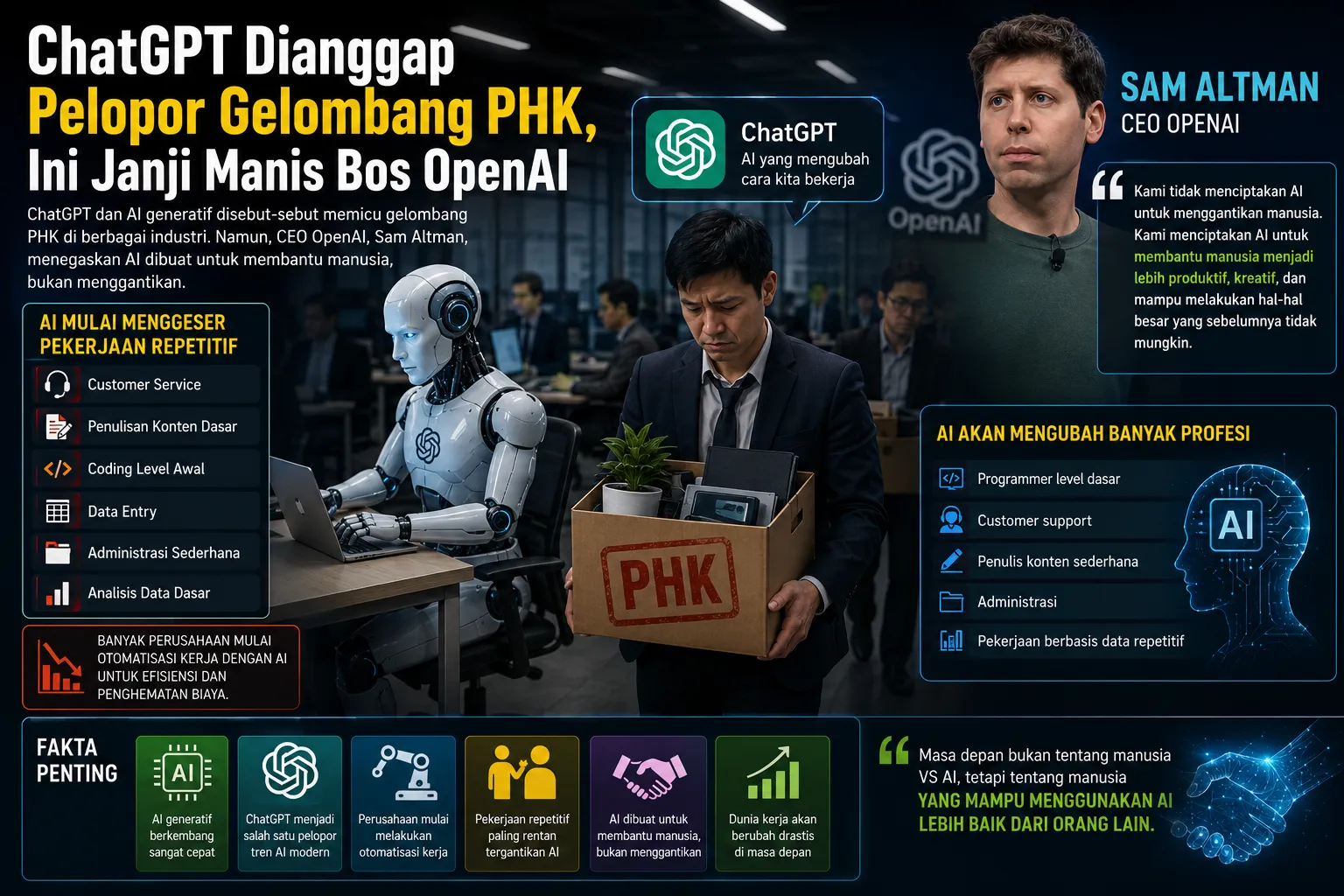 ChatGPT Dianggap Pelopor Gelombang PHK, Ini Janji Manis Bos OpenAI