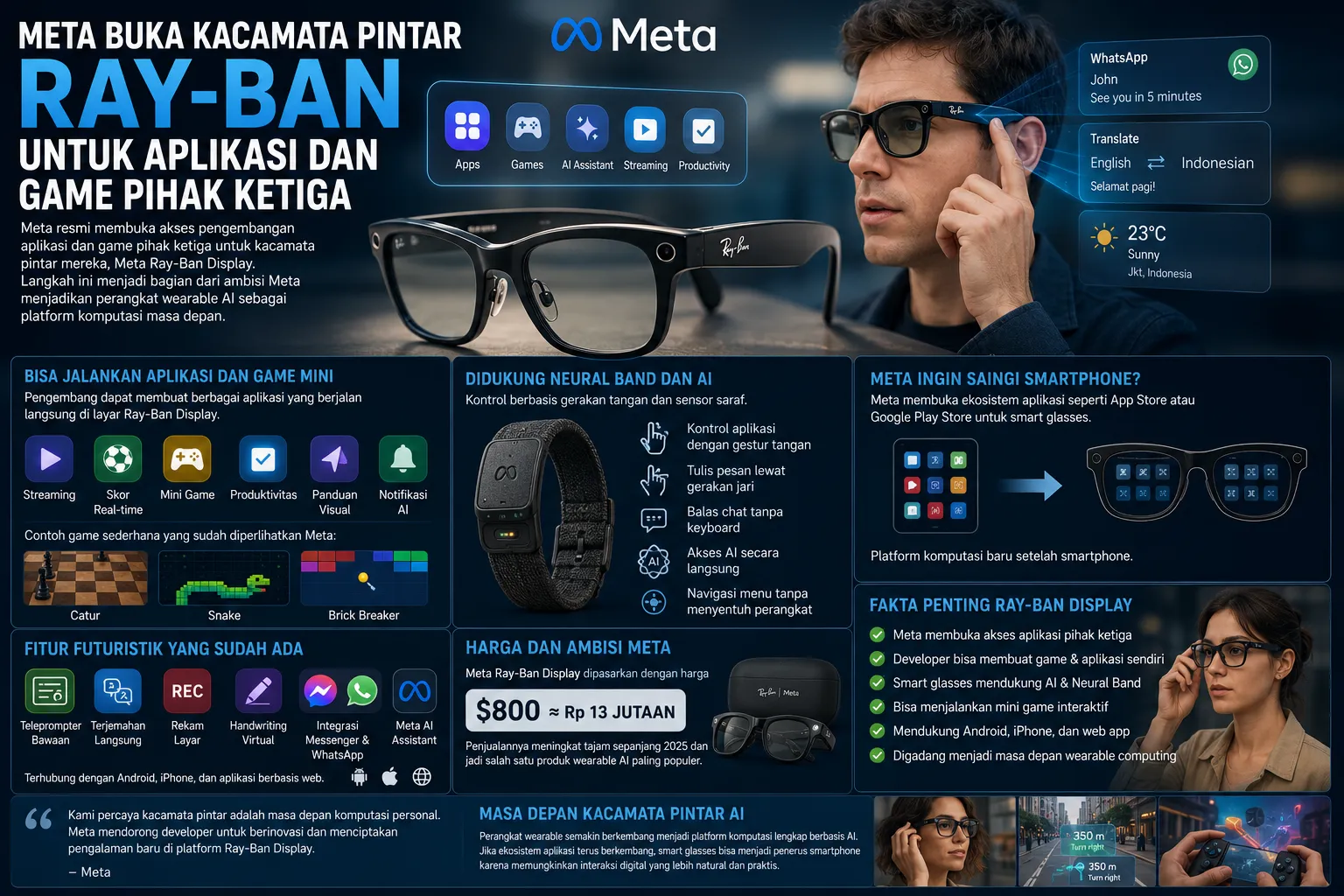 Meta Buka Kacamata Pintar Ray-Ban untuk Aplikasi dan Game Pihak Ketiga