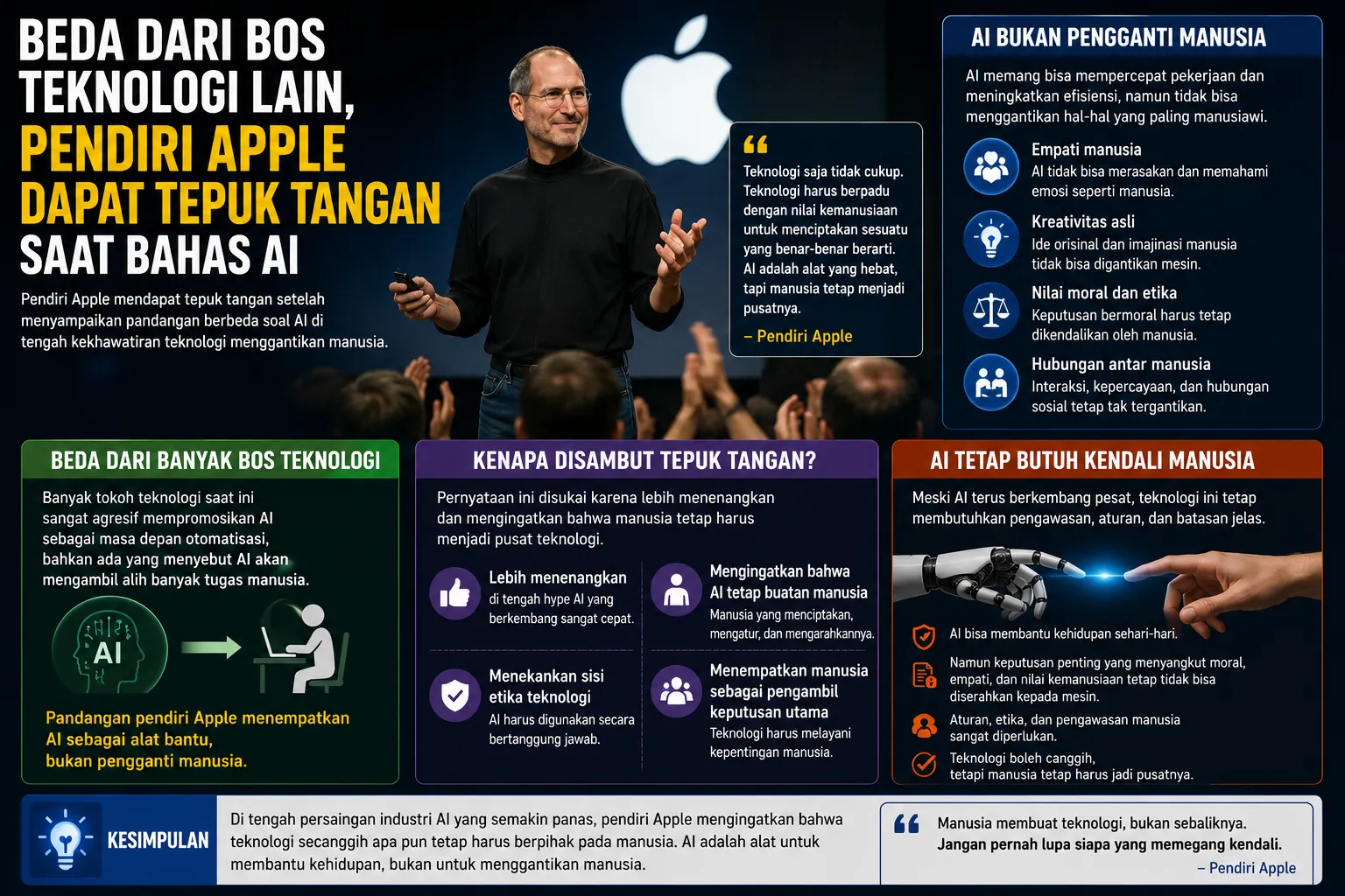 Beda dari Bos Teknologi Lain, Pendiri Apple Justru Dapat Tepuk Tangan Saat Bahas AI