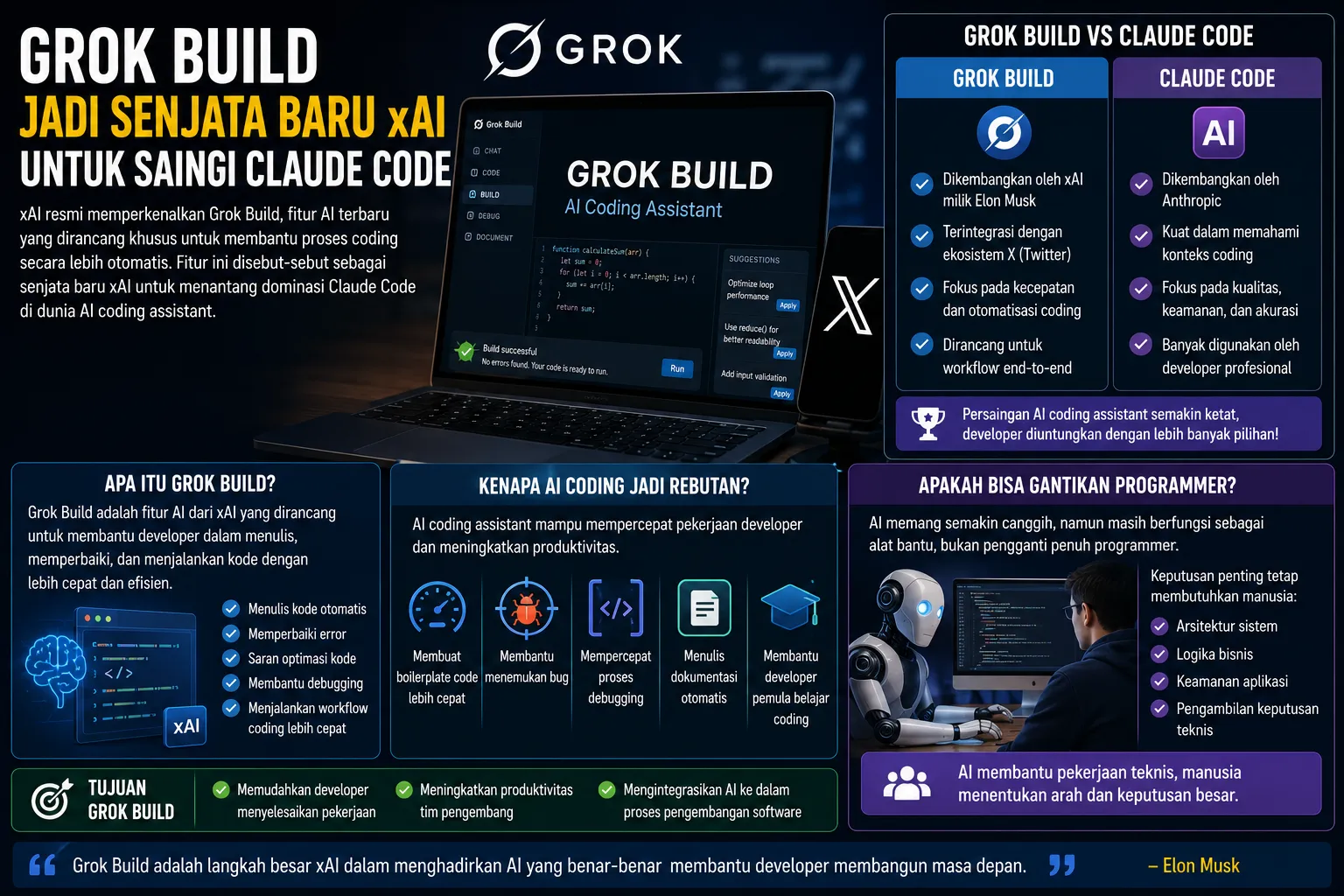 Grok Build Jadi Senjata Baru xAI untuk Saingi Claude Code