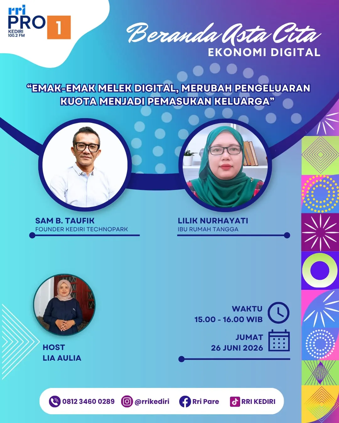 Poster "Emak-Emak Melek Digital, Merubah Pengeluaran Kuota Menjadi Pemasukan Keluarga"